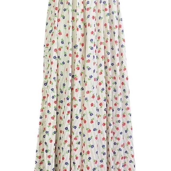 💃SOLD💃 70s hippie striped smocked calico full sweep semi sheer maxi dress - Picture 8 of 9